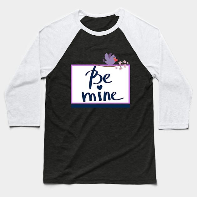 Be mine - Purple LOVE Bird Baseball T-Shirt by O.M design